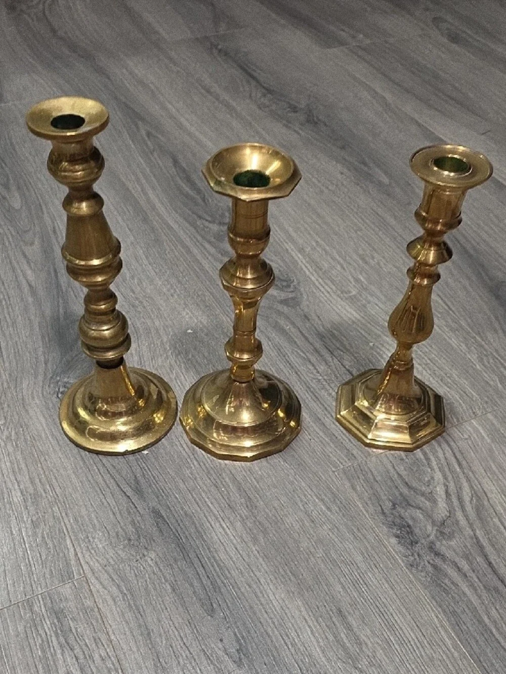 Brass VintageCandlestick Holders Set Of 3